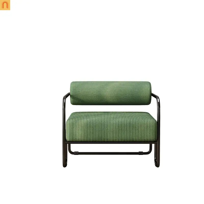 Accent Chair Curved Corduroy Dark Green Armless Compact