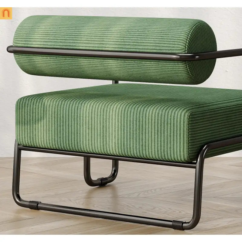 Accent Chair Curved Corduroy Dark Green Armless Compact