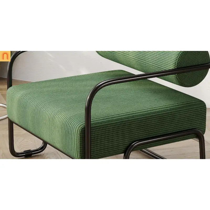 Accent Chair Curved Corduroy Dark Green Armless Compact