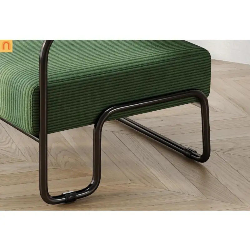 Accent Chair Curved Corduroy Dark Green Armless Compact