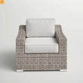 Outdoor Armchair Wicker Aluminum Gray Mix Cushion UV Resistant 33x26in