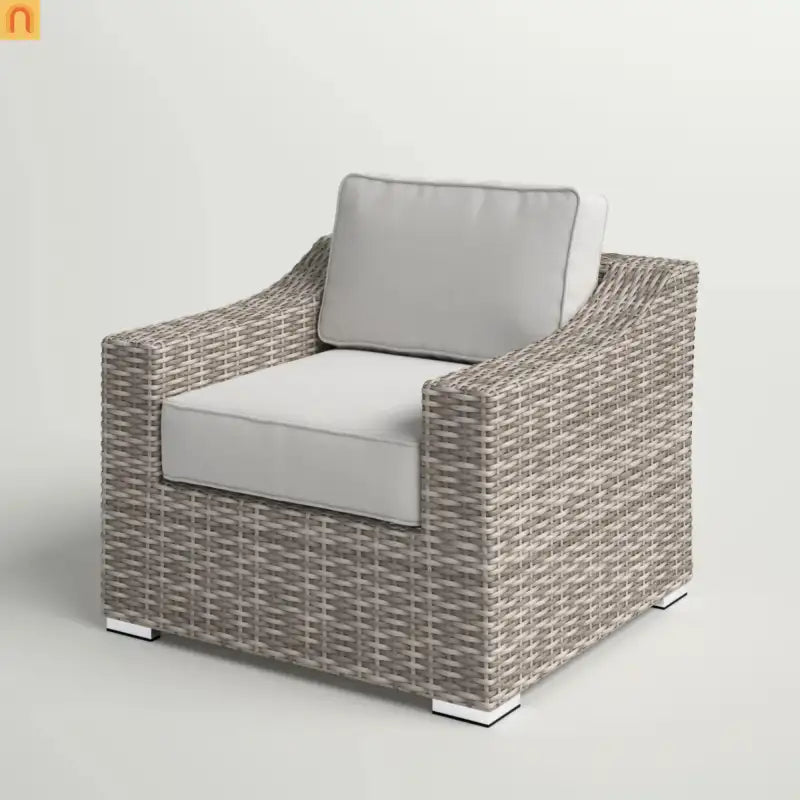 Outdoor Armchair Wicker Aluminum Gray Mix Cushion UV Resistant 33x26in
