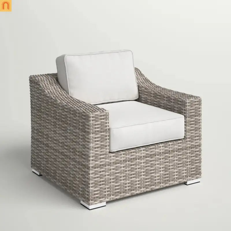 Outdoor Armchair Wicker Aluminum Gray Mix Cushion UV Resistant 33x26in