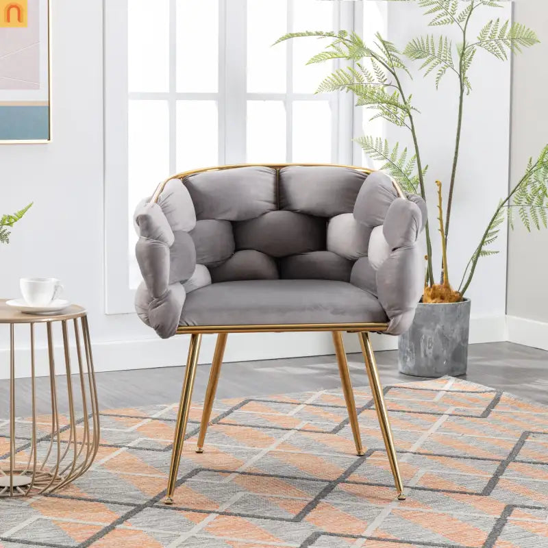 Accent Chair Modern Minimalist Velvet Gray 22in Wide