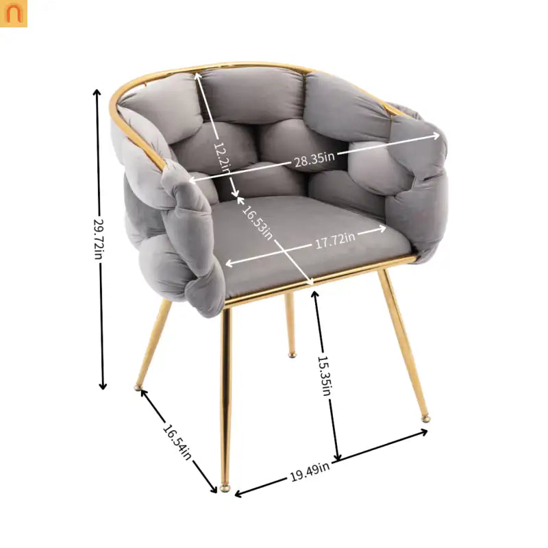 Accent Chair Modern Minimalist Velvet Gray 22in Wide