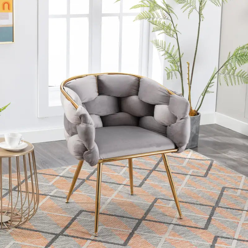 Accent Chair Modern Minimalist Velvet Gray 22in Wide