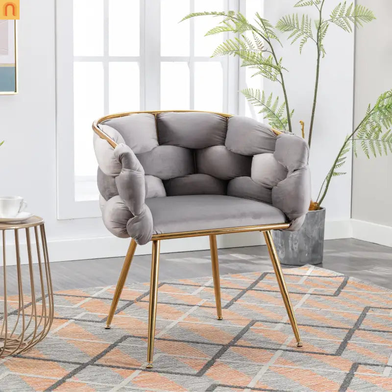 Accent Chair Modern Minimalist Velvet Gray 22in Wide