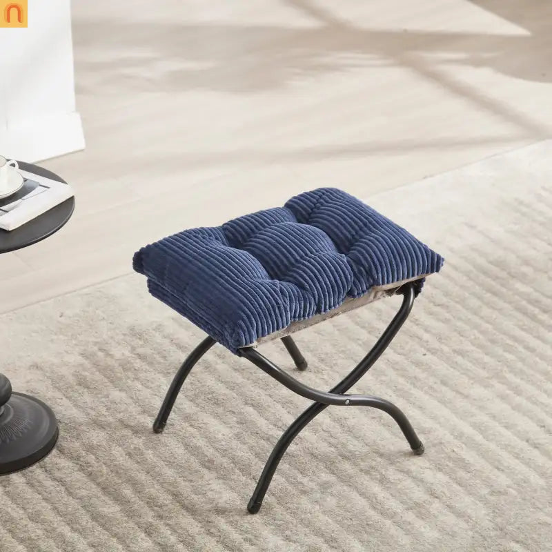 Accent Chair Lounge Flannelette Navy with Ottoman Steel Frame 250 lb