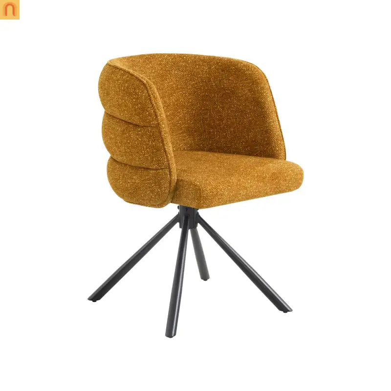 Accent Chair Swivel Chenille Orange 270 Degree Set of 2