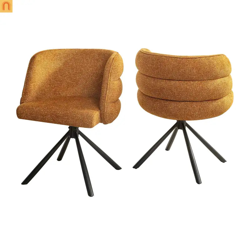 Accent Chair Swivel Chenille Orange 270 Degree Set of 2