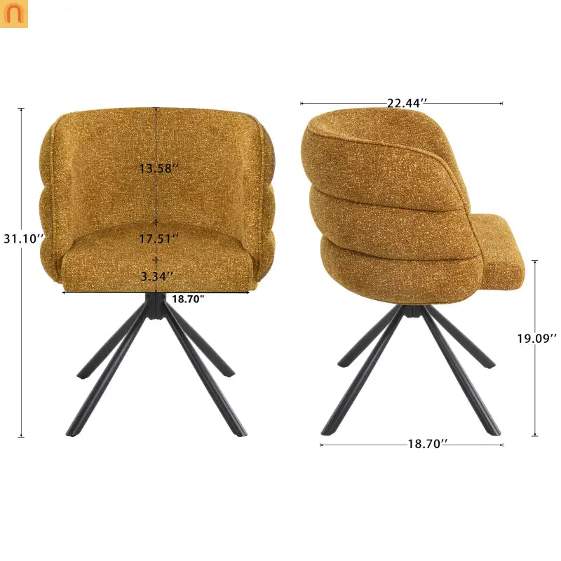 Accent Chair Swivel Chenille Orange 270 Degree Set of 2