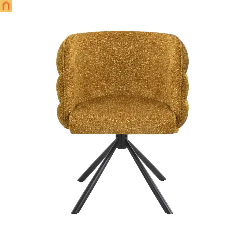 Accent Chair Swivel Chenille Orange 270 Degree Set of 2
