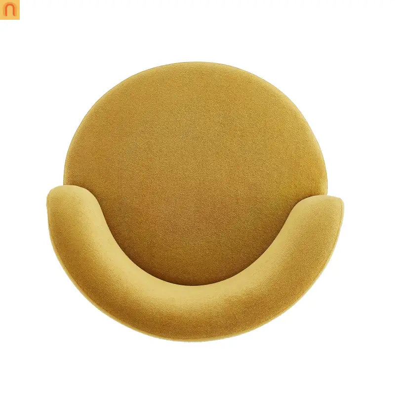 Accent Chair Round Swivel Chenille Yellow 360 Degree Pedestal Base