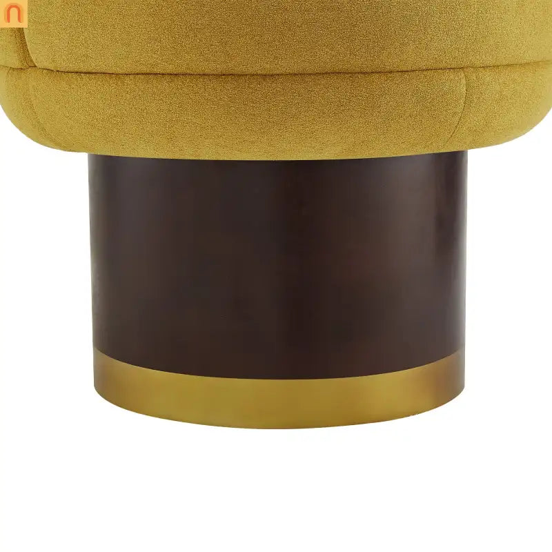 Accent Chair Round Swivel Chenille Yellow 360 Degree Pedestal Base