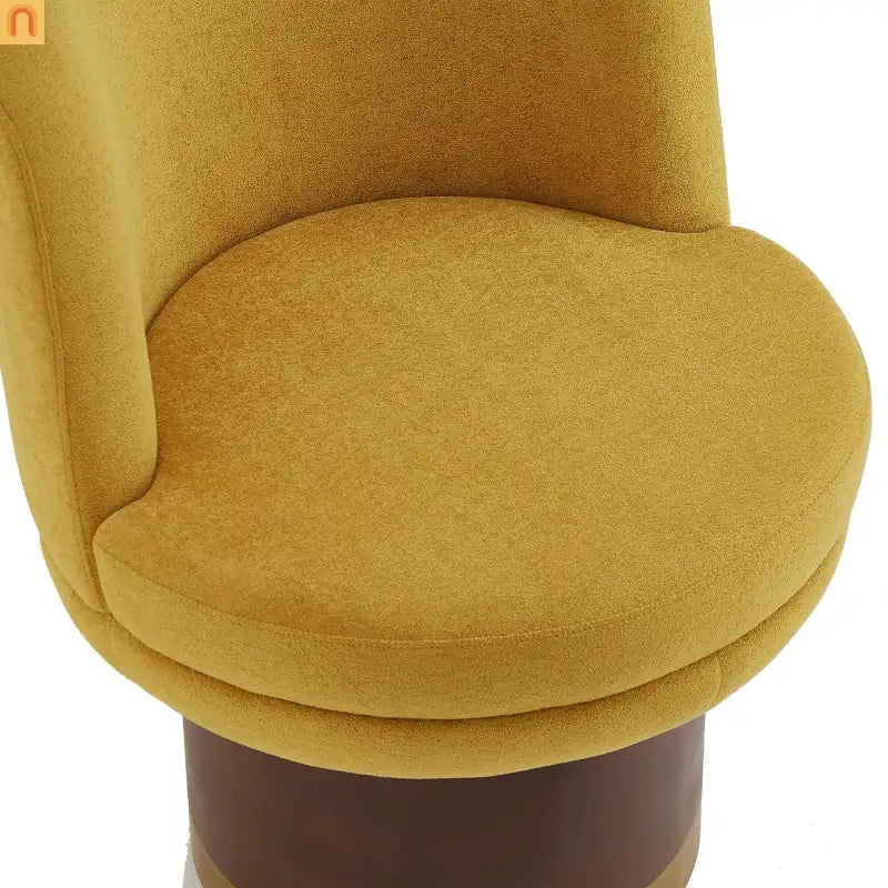 Accent Chair Round Swivel Chenille Yellow 360 Degree Pedestal Base