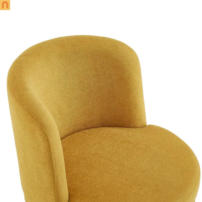 Accent Chair Round Swivel Chenille Yellow 360 Degree Pedestal Base