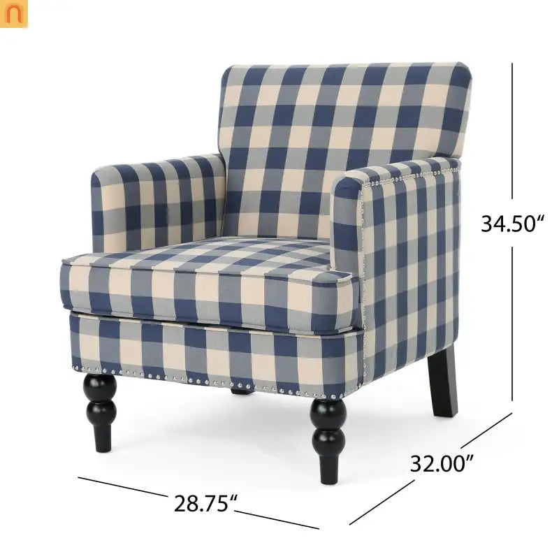 Accent Chair Modern Tufted Fabric Blue 28in