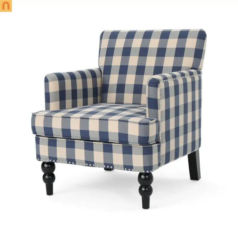 Accent Chair Modern Tufted Fabric Blue 28in