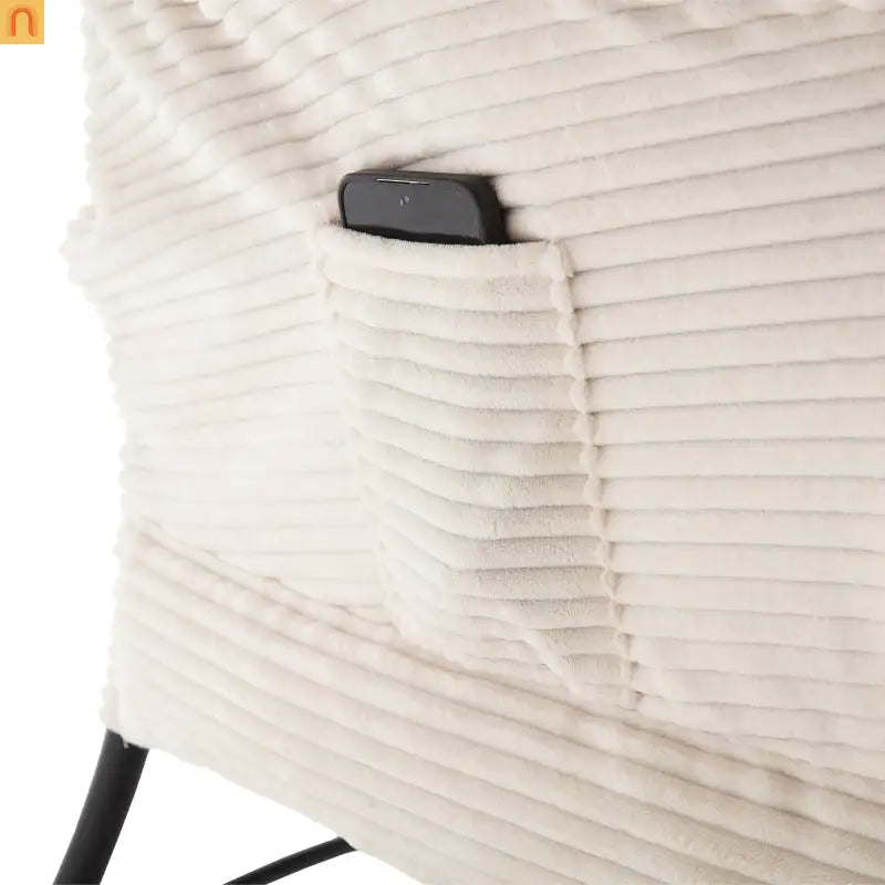 Accent Chair Lounge Flannelette White with Ottoman Steel Frame 250 lb