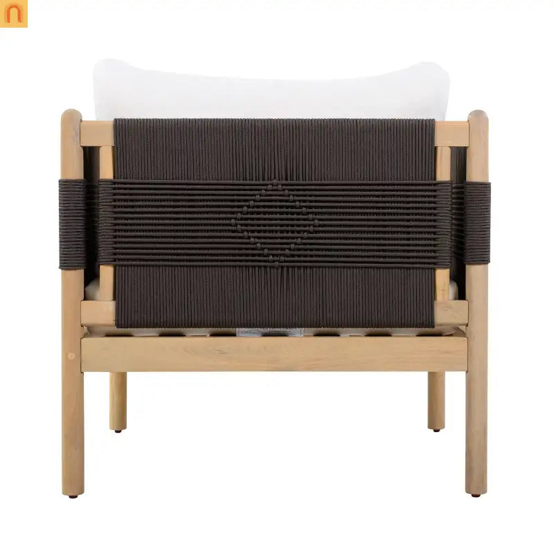 Outdoor Club Chair Acacia Wood Diamond Rope Teak Cream Cushion
