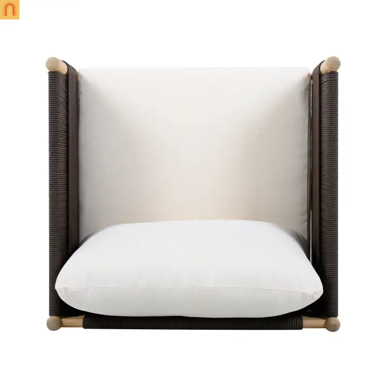 Outdoor Club Chair Acacia Wood Diamond Rope Teak Cream Cushion