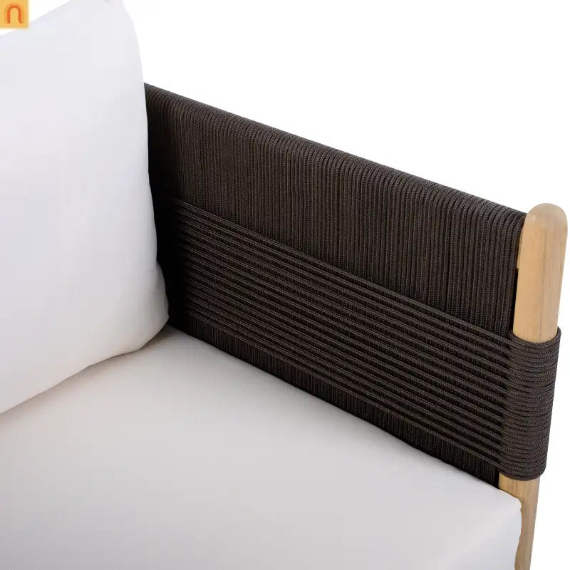 Outdoor Club Chair Acacia Wood Diamond Rope Teak Cream Cushion