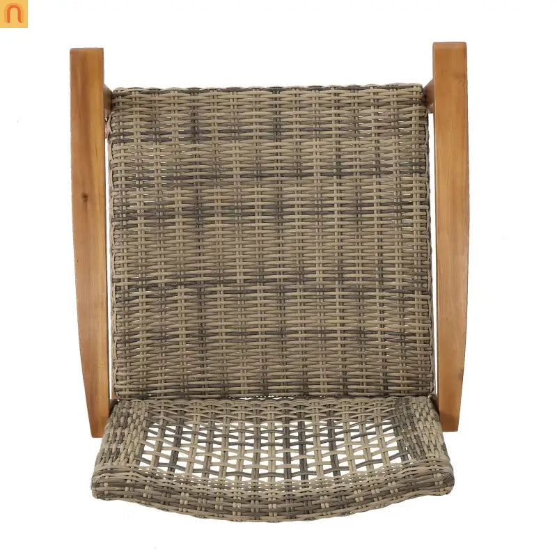 Outdoor Club Chair Set Acacia Wood Wicker Natural Gray Set of 2
