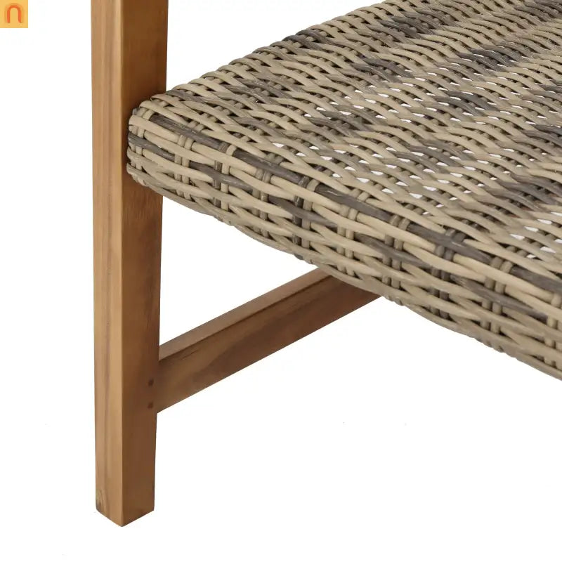Outdoor Club Chair Set Acacia Wood Wicker Natural Gray Set of 2
