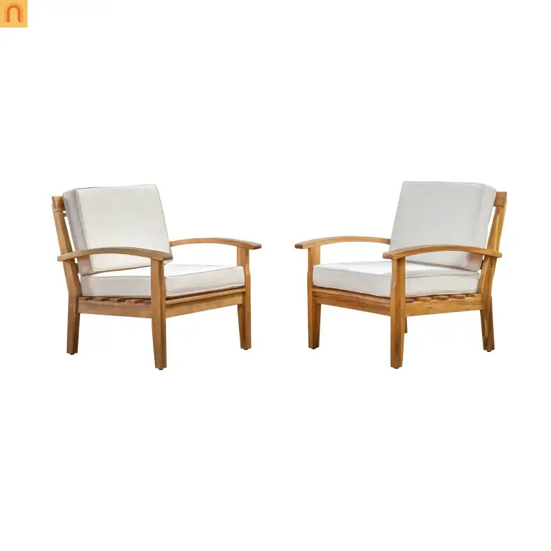 Outdoor Club Chair Acacia Wood Teak Deep Seat 28L x 32.25W in