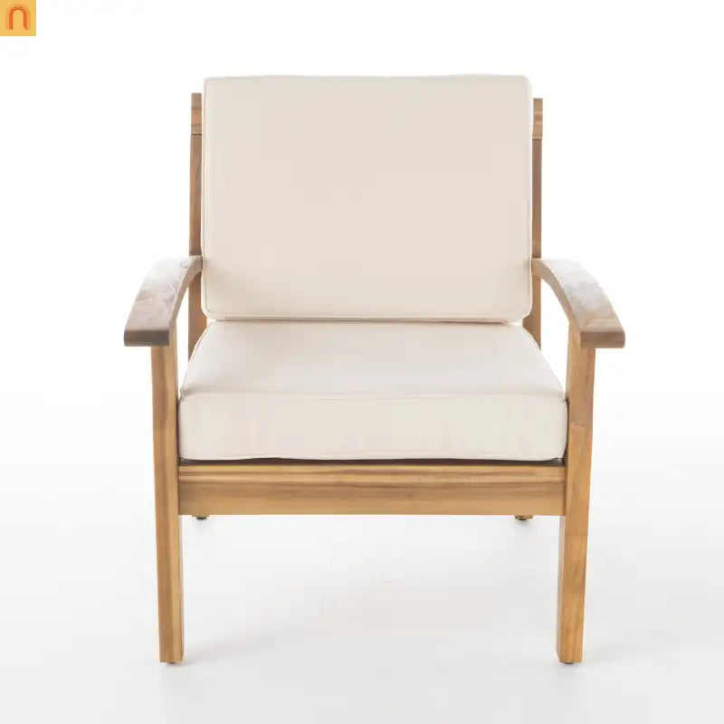 Outdoor Club Chair Acacia Wood Teak Deep Seat 28L x 32.25W in