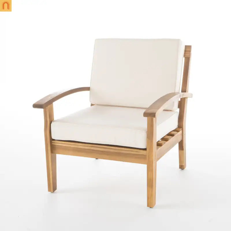 Outdoor Club Chair Acacia Wood Teak Deep Seat 28L x 32.25W in