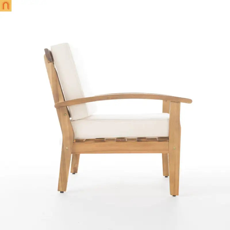Outdoor Club Chair Acacia Wood Teak Deep Seat 28L x 32.25W in