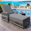 Chaise Lounge Wicker Gray 4-Position Adjustable Cushion 400 lb