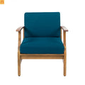 Outdoor Chair Club Acacia Wood Slat Blue Cushion 400 lb 28in
