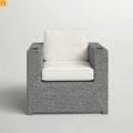 Outdoor Club Chair HDPE Wicker Gray Olefin Cushion 300 lb No Assembly