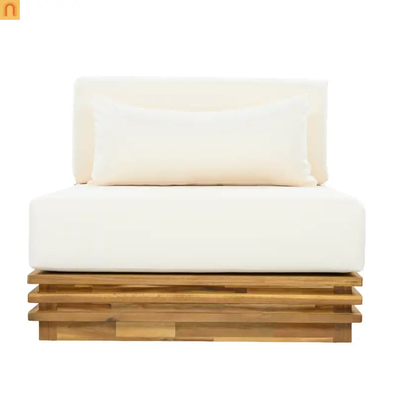 Outdoor Club Chair Acacia Wood Natural Beige Cushion Oversized
