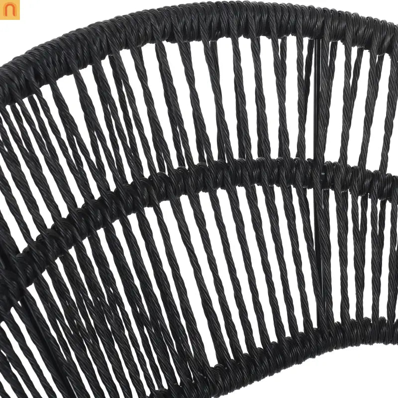 Outdoor Dining Chair PE Rattan Wicker Dark Gray Teak Legs Set of 2