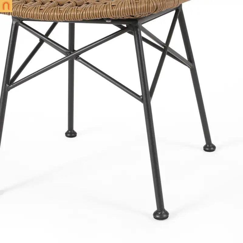 Outdoor Dining Chair Rattan Light Brown Angled Metal Frame 35in