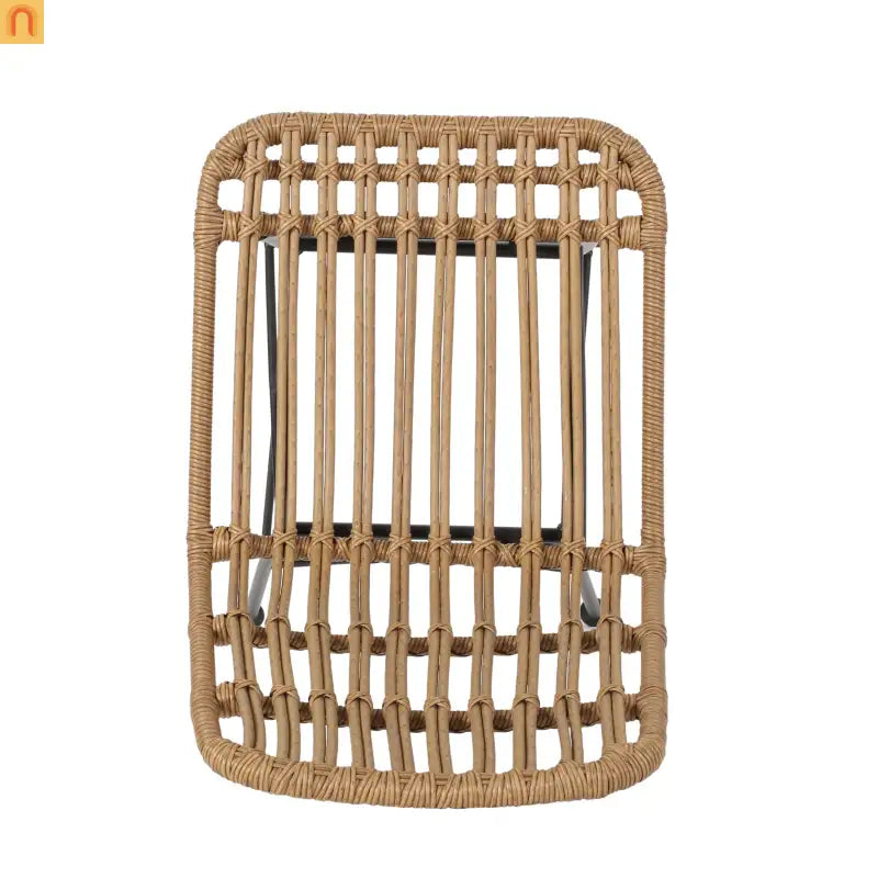 Outdoor Dining Chair Rattan Light Brown Angled Metal Frame 35in