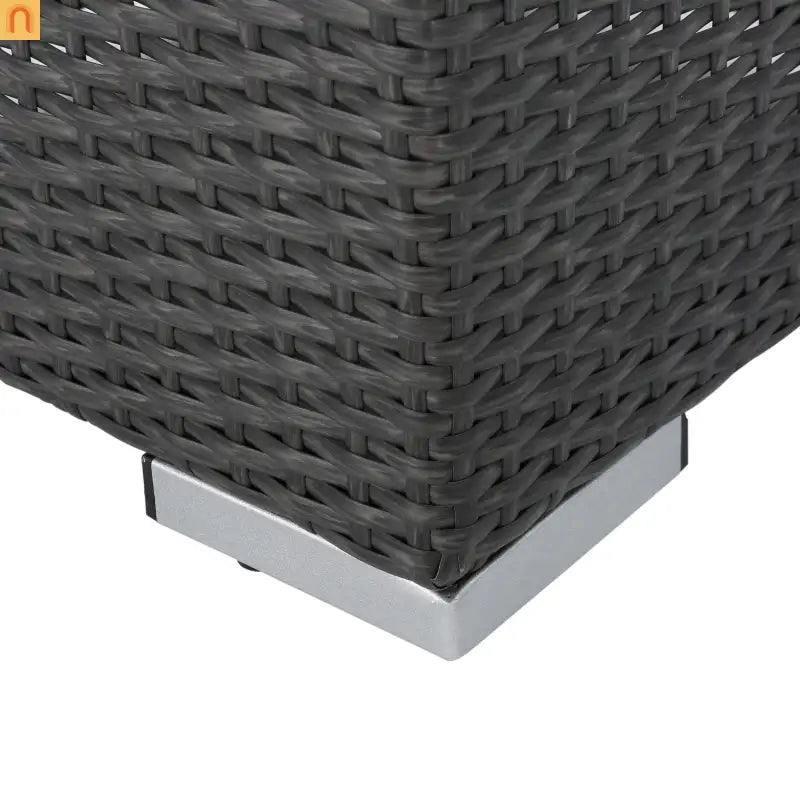 Outdoor Round Ottoman Stool PE Rattan Gray Weatherproof 16.25in