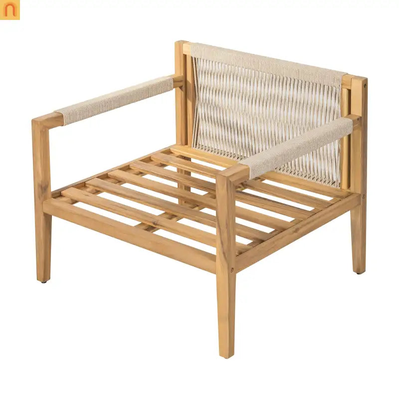 Outdoor Conversation Set Acacia Wood 3 Piece Chairs Beige