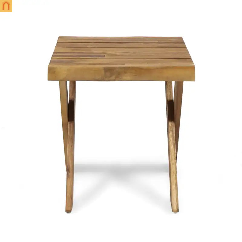 Outdoor Conversation Set Acacia Wood 3 Piece Chairs Beige