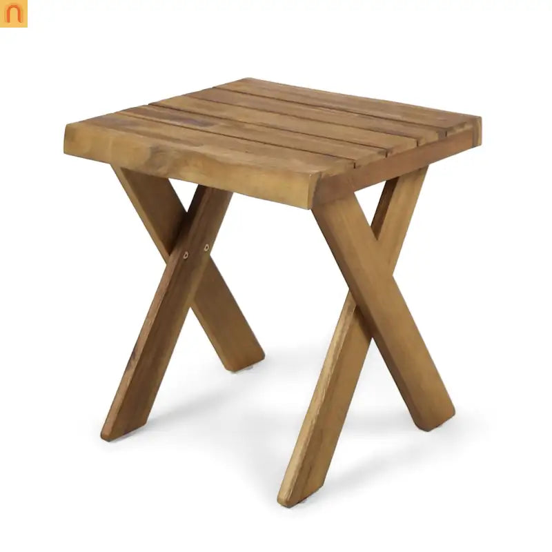 Outdoor Conversation Set Acacia Wood 3 Piece Chairs Beige