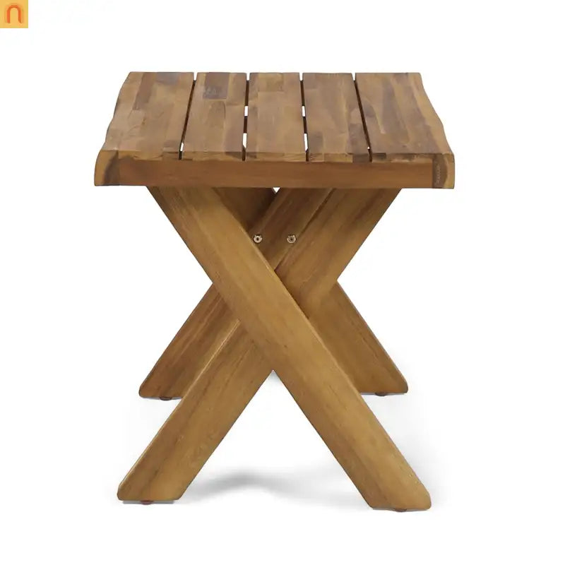 Outdoor Conversation Set Acacia Wood 3 Piece Chairs Beige