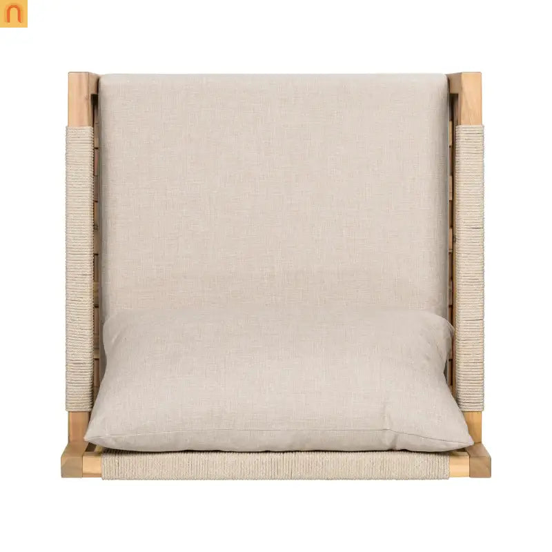 Outdoor Conversation Set Acacia Wood 3 Piece Chairs Beige
