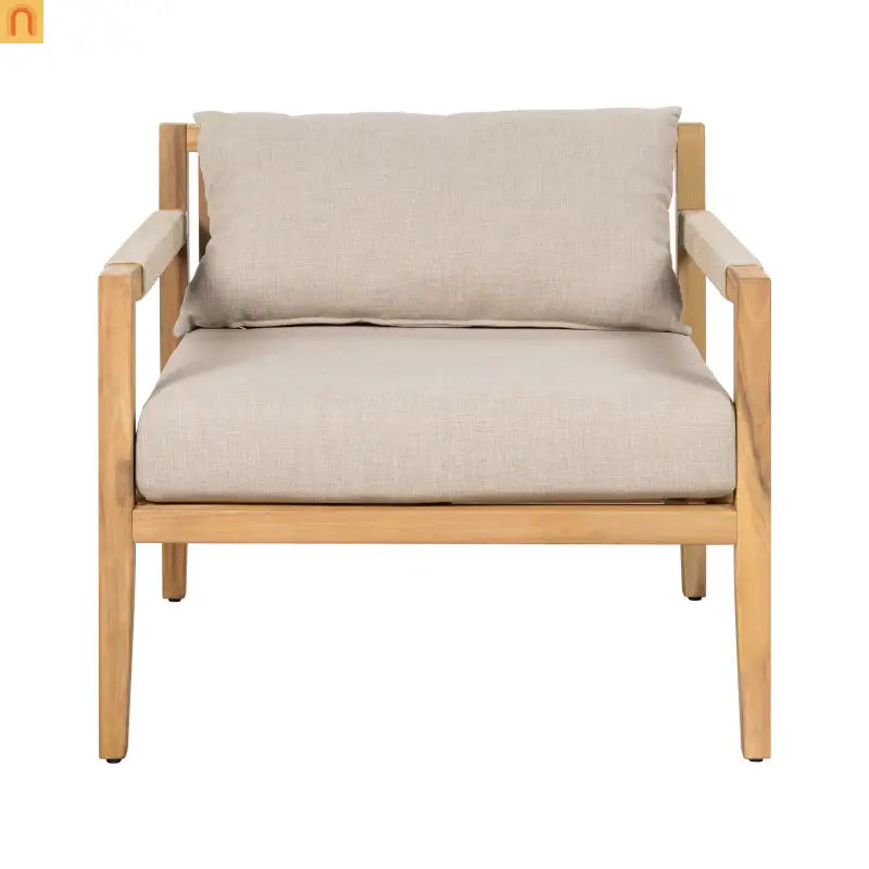 Outdoor Conversation Set Acacia Wood 3 Piece Chairs Beige