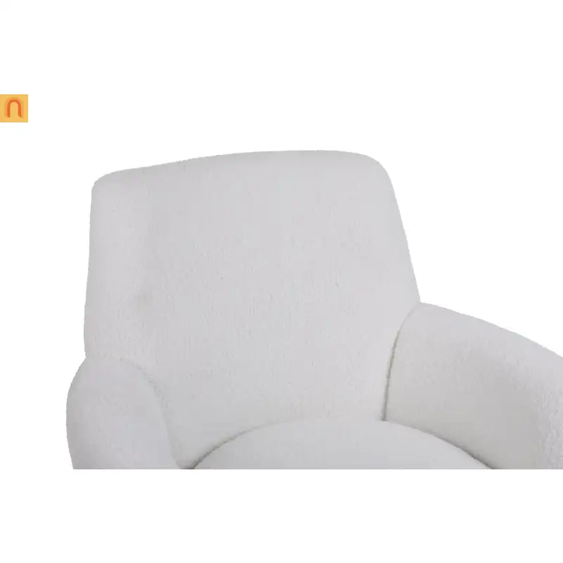Accent Chair Barrel Swivel Faux Fur Ivory Gold Base 300 lb 29in