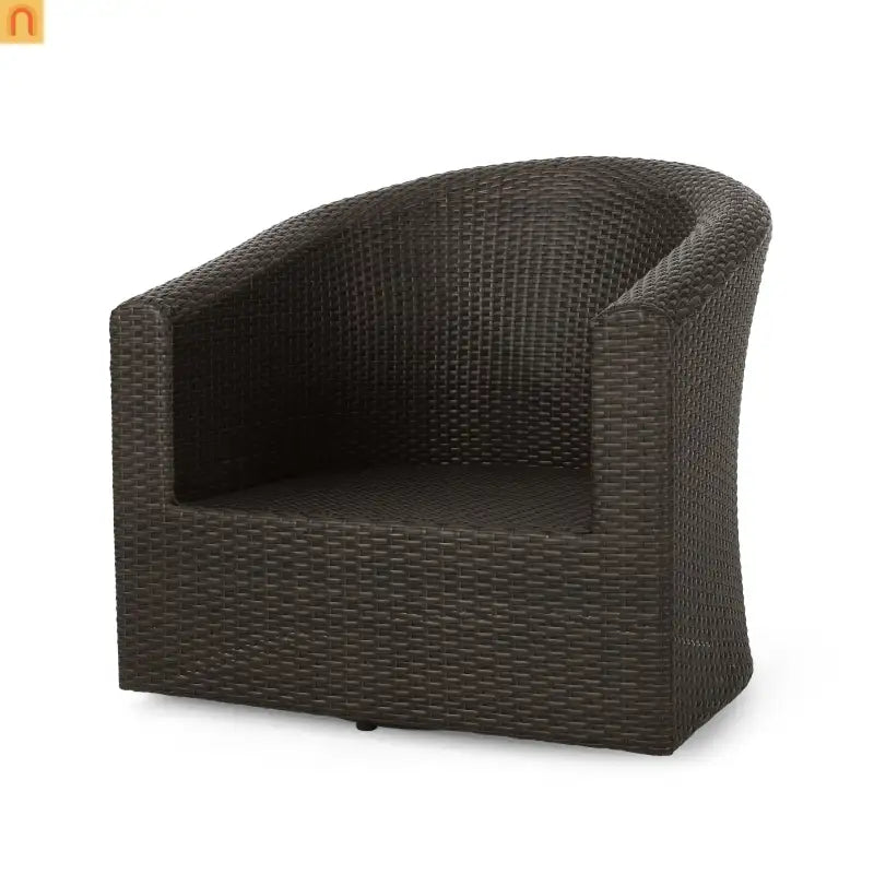 Outdoor Swivel Chair Aluminum Wicker Khaki Brown with Cushion