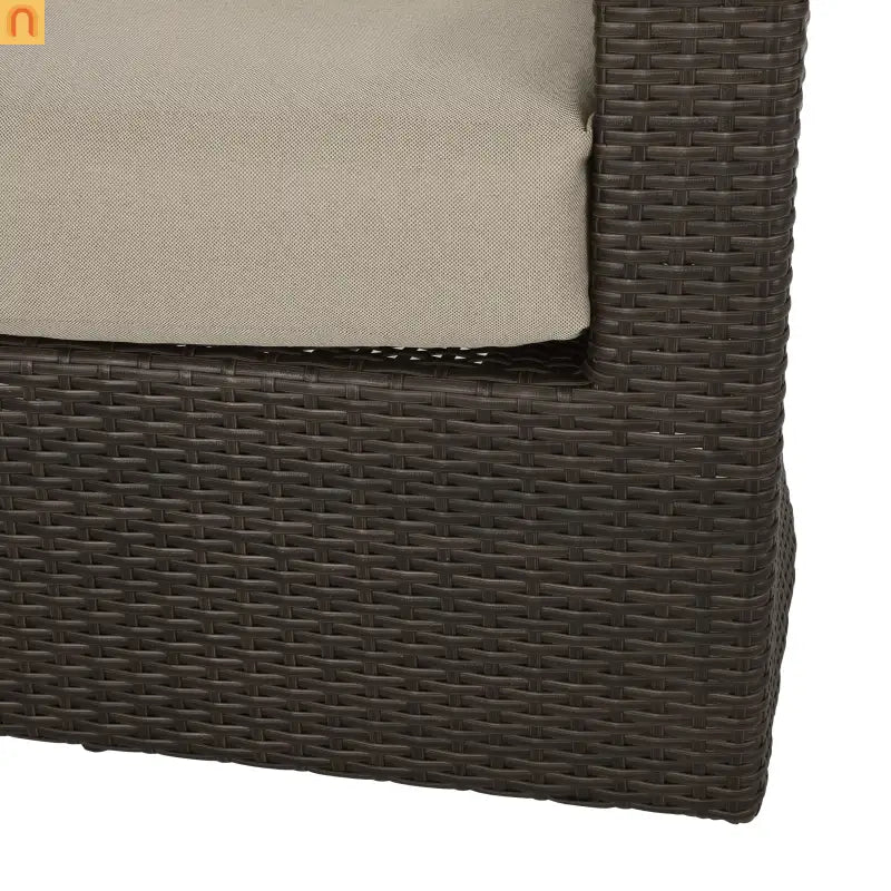 Outdoor Swivel Chair Aluminum Wicker Khaki Brown with Cushion