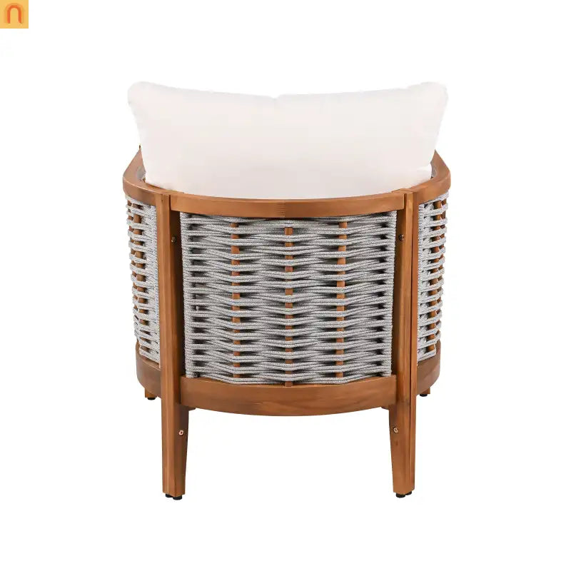 Outdoor Tub Chair Acacia Wood Rope Teak Beige Cushion Set of 2
